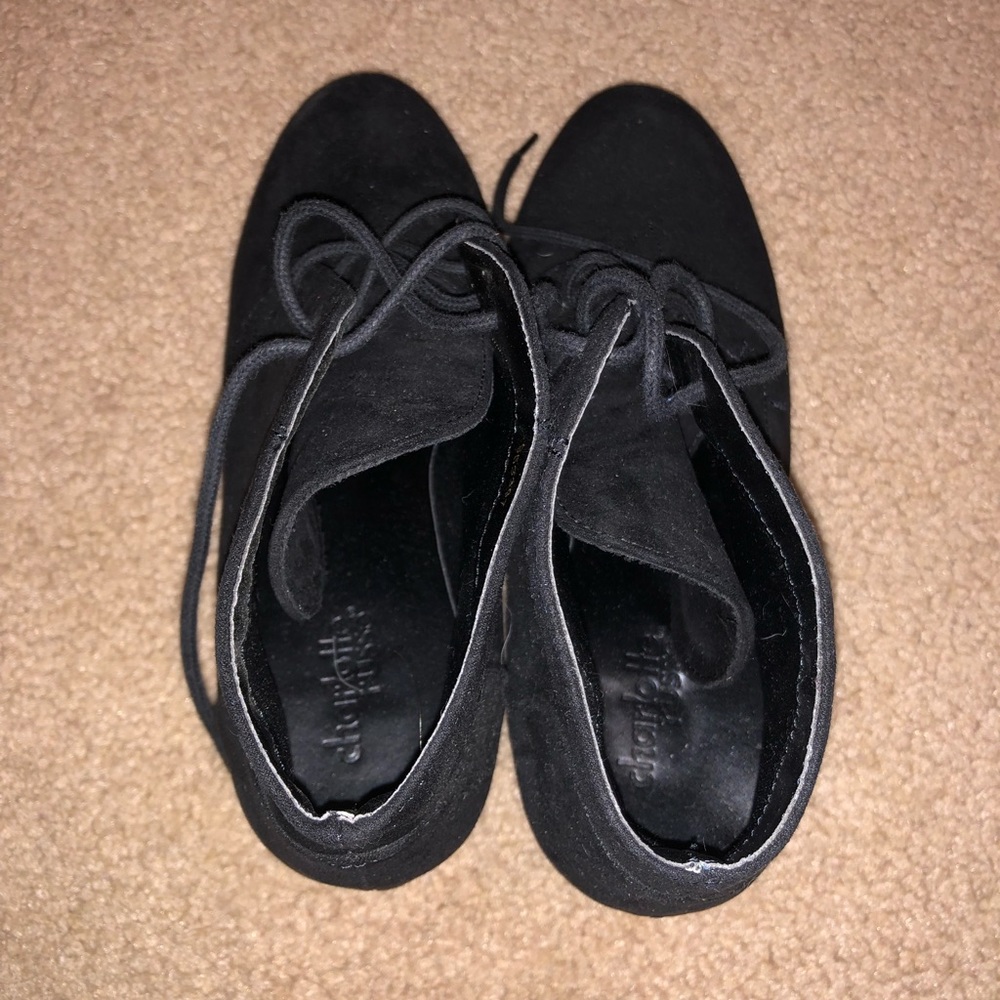 black suede wedges
